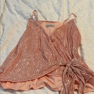 Grace Karin Peach Sequin Top